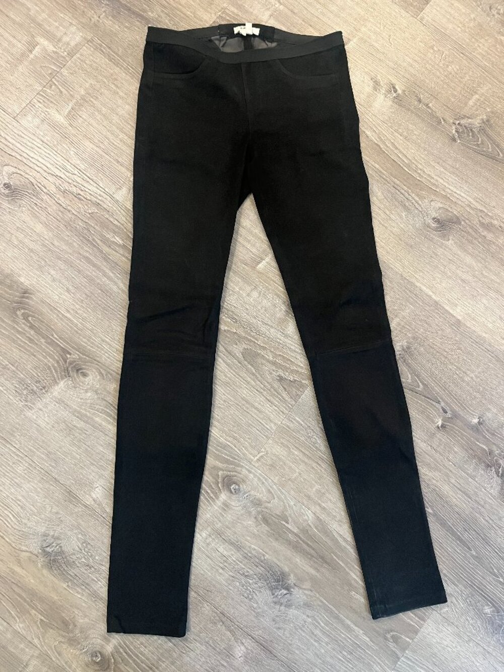 Helmut Lang Lamb Leather Pants Women's Sz 8 X 33 Pull On Legging Textured Black